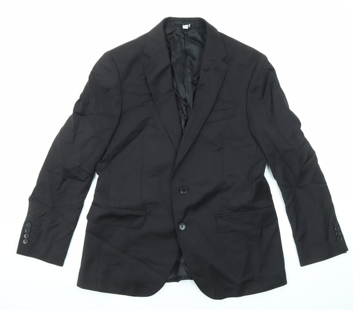 Marks and Spencer Mens Black Polyester Jacket Suit Jacket Size 40 Regular