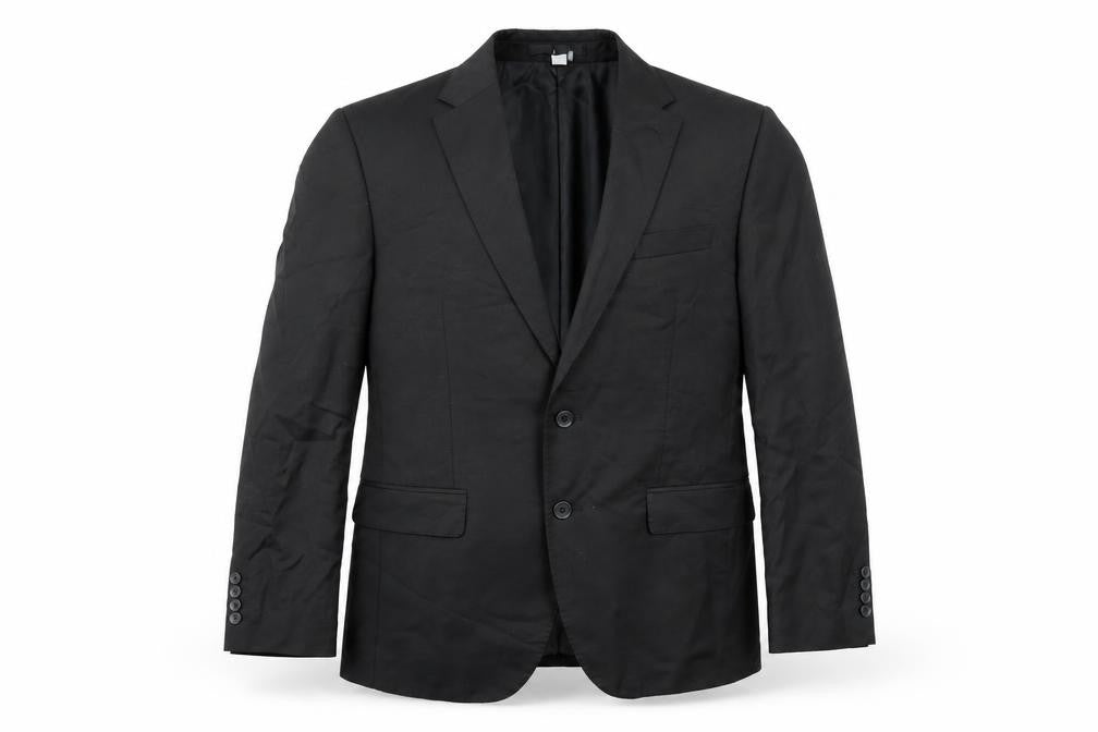 Front view of Marks & Spencer men’s black polyester jacket suit jacket, size 40, regular