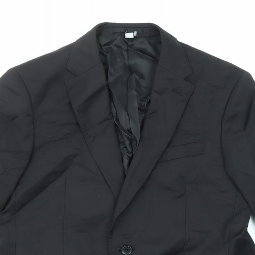 Marks and Spencer Mens Black Polyester Jacket Suit Jacket Size 40 Regular