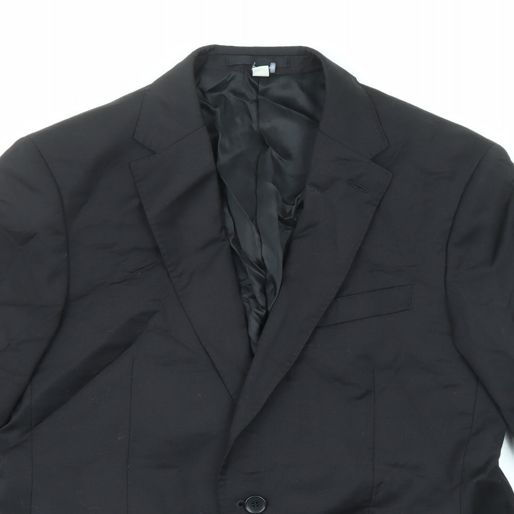 Marks and Spencer Mens Black Polyester Jacket Suit Jacket Size 40 Regular