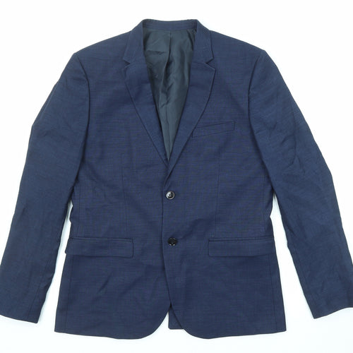 H&M Mens Blue Polyester Jacket Suit Jacket Size 52 Regular