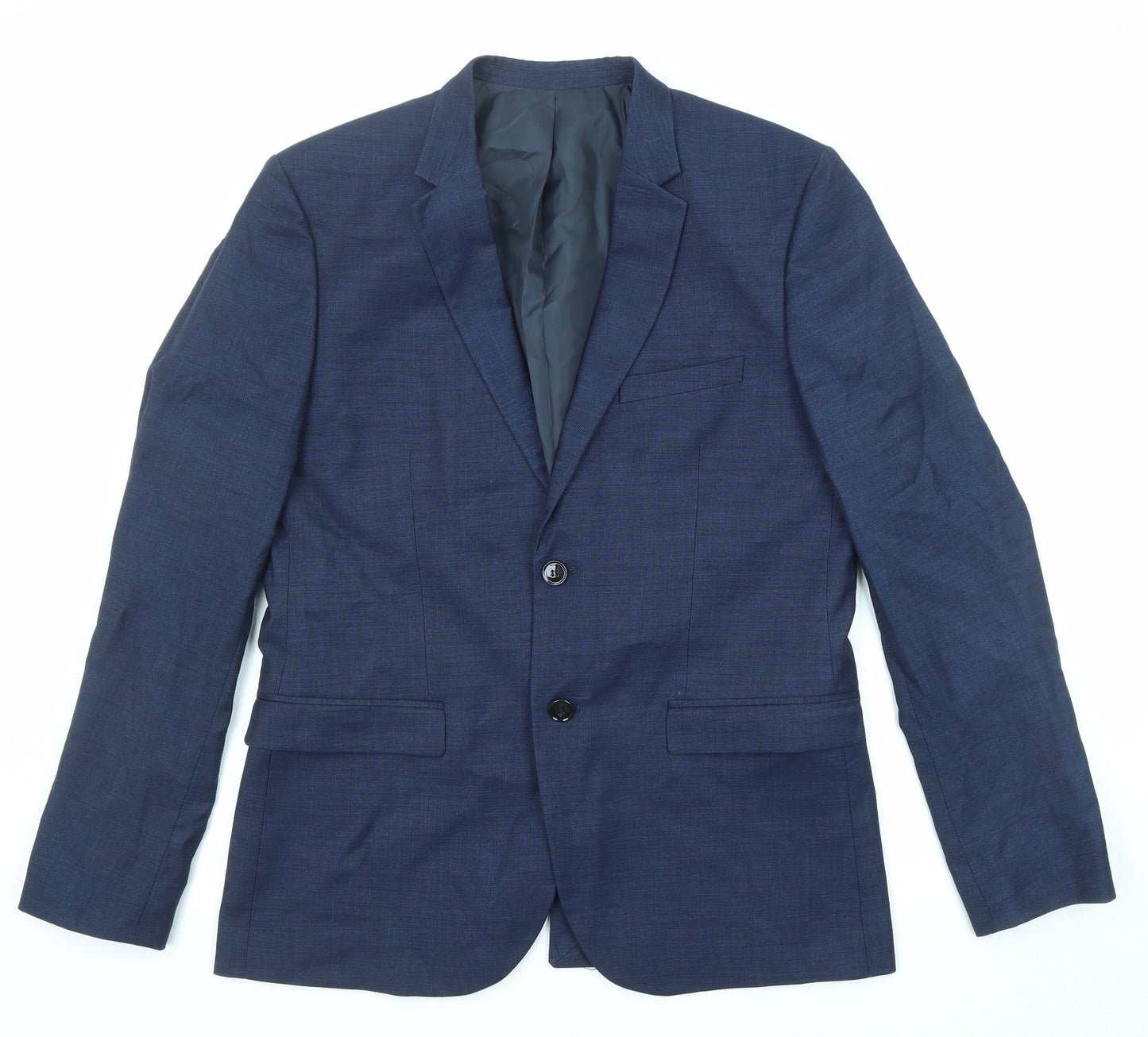 H&M Mens Blue Polyester Jacket Suit Jacket Size 52 Regular