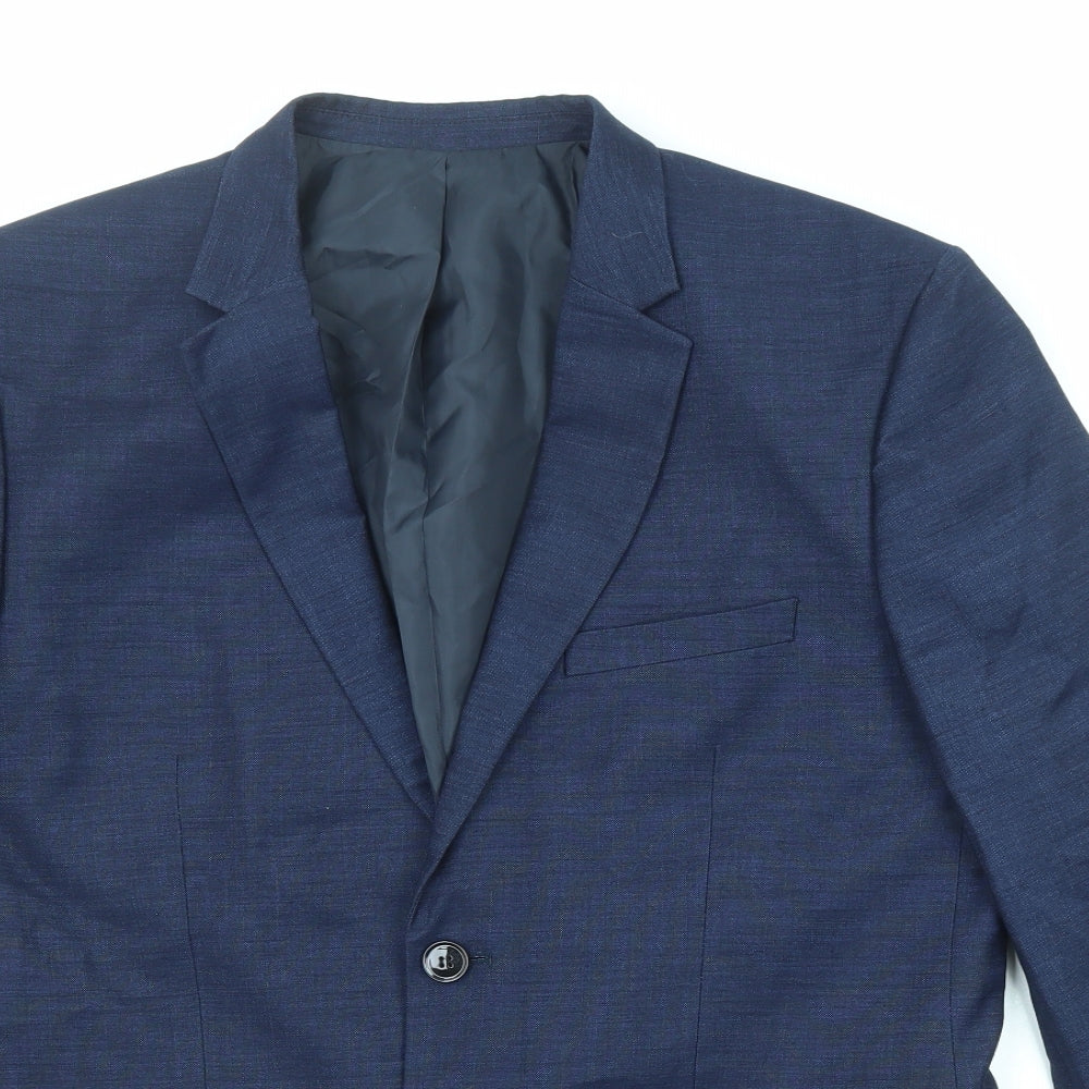 H&M Mens Blue Polyester Jacket Suit Jacket Size 52 Regular