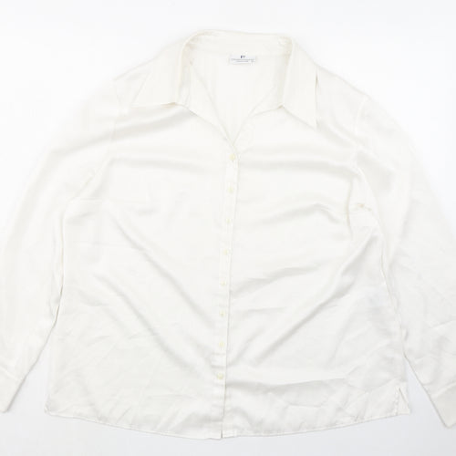 Frankenwalder Womens Ivory Polyester Basic Button-Up Size 18 Collared