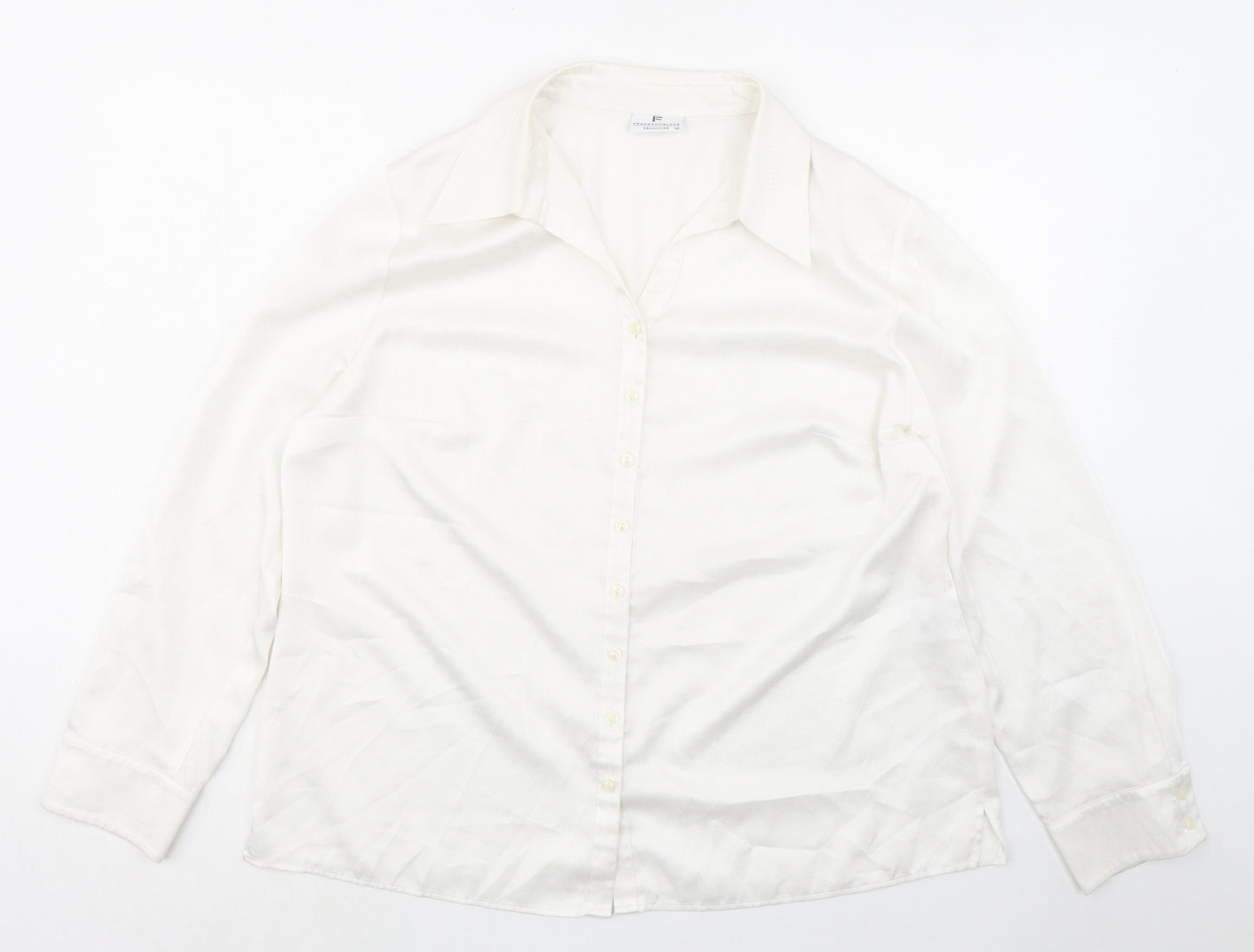 Frankenwalder Womens Ivory Polyester Basic Button-Up Size 18 Collared
