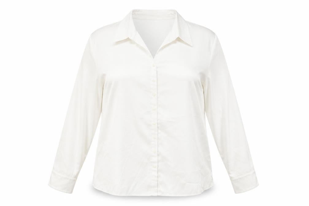 Frank Walder Womens Ivory Polyester Basic Button-Up Size 18 Collared