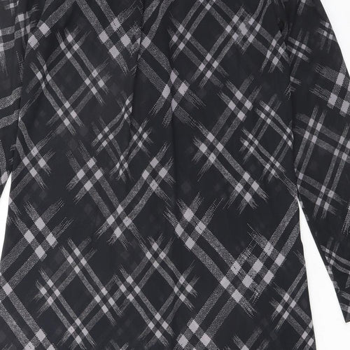 Apricot Womens Black Plaid Polyester Tunic Button-Up Size 8 Collared