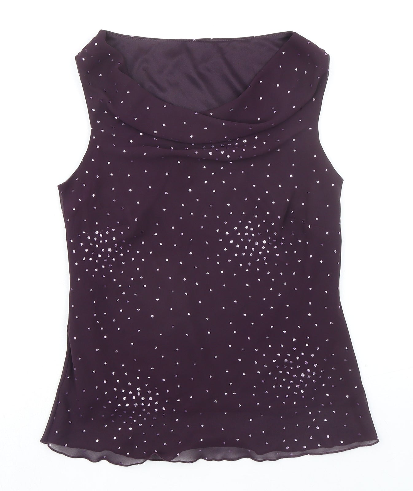 BHS Womens Purple Polyester Basic Blouse Size 10 Cowl Neck - Embellished