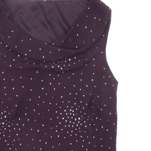 BHS Womens Purple Polyester Basic Blouse Size 10 Cowl Neck - Embellished