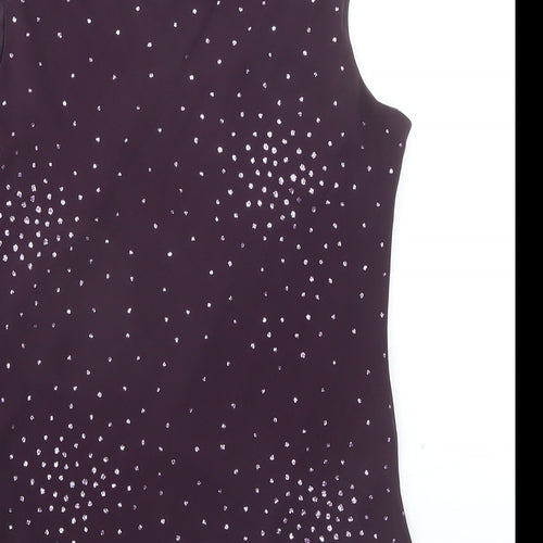 BHS Womens Purple Polyester Basic Blouse Size 10 Cowl Neck - Embellished
