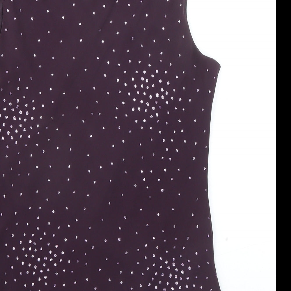 BHS Womens Purple Polyester Basic Blouse Size 10 Cowl Neck - Embellished