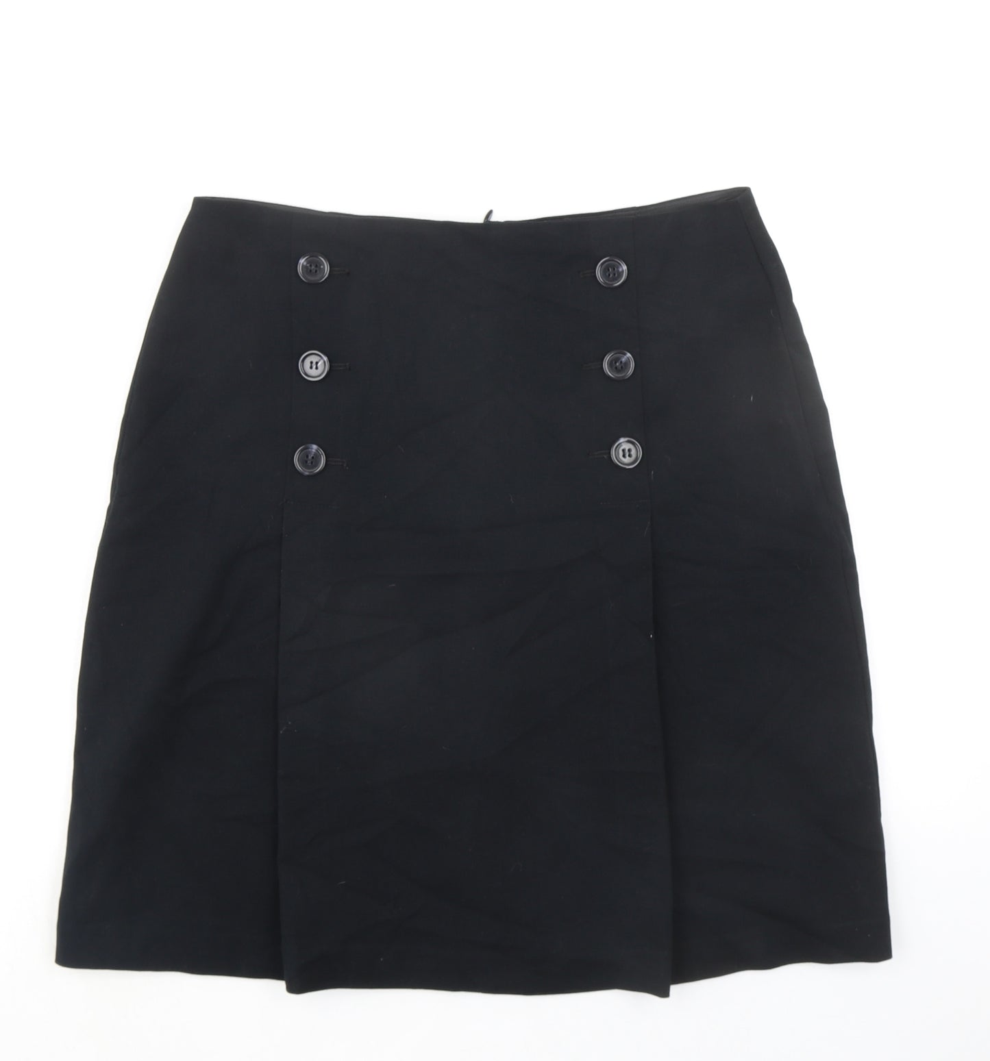 Marks and Spencer Womens Black Polyester A-Line Skirt Size 12 Zip