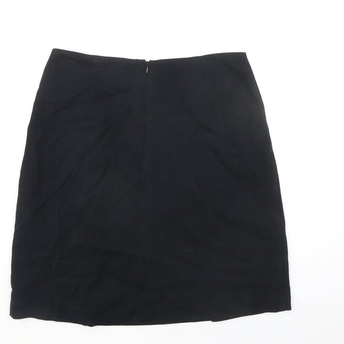 Marks and Spencer Womens Black Polyester A-Line Skirt Size 12 Zip