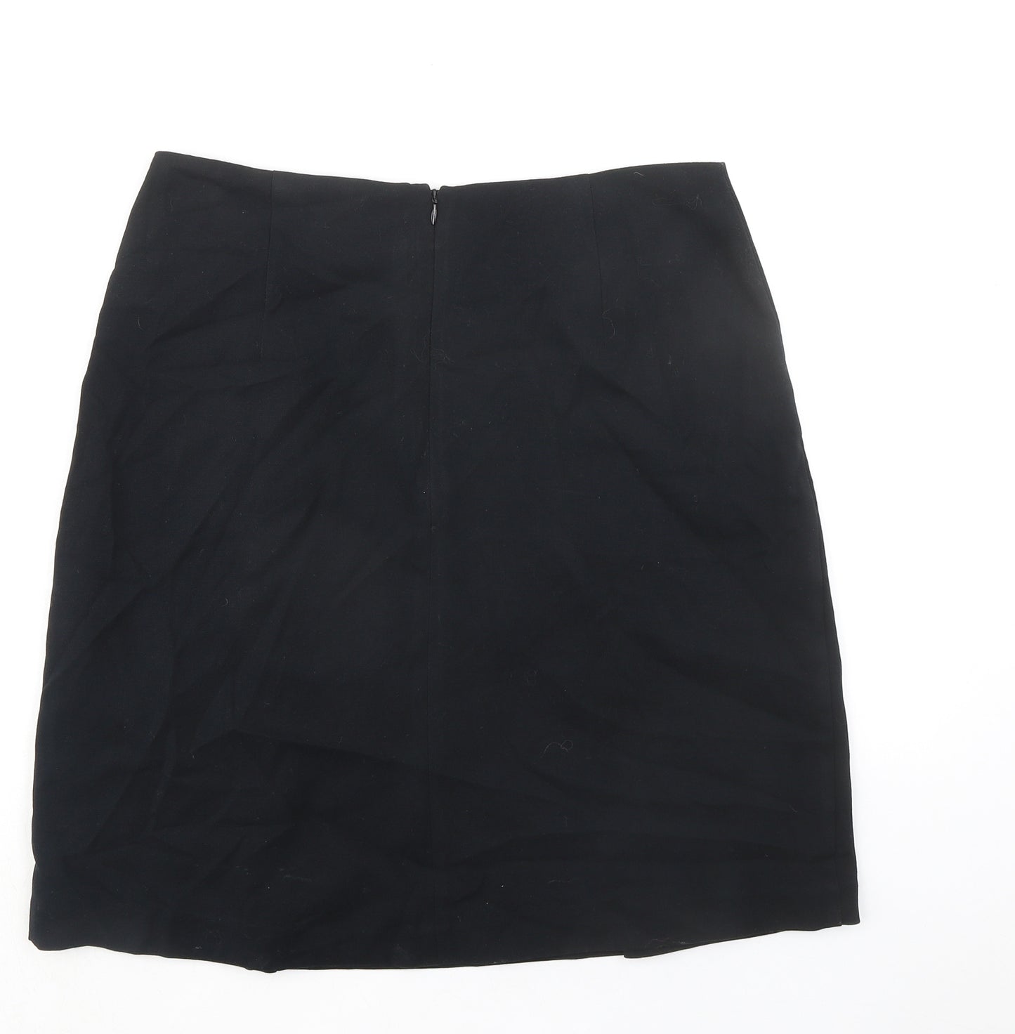 Marks and Spencer Womens Black Polyester A-Line Skirt Size 12 Zip