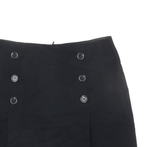 Marks and Spencer Womens Black Polyester A-Line Skirt Size 12 Zip