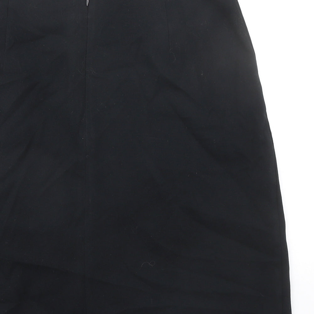 Marks and Spencer Womens Black Polyester A-Line Skirt Size 12 Zip