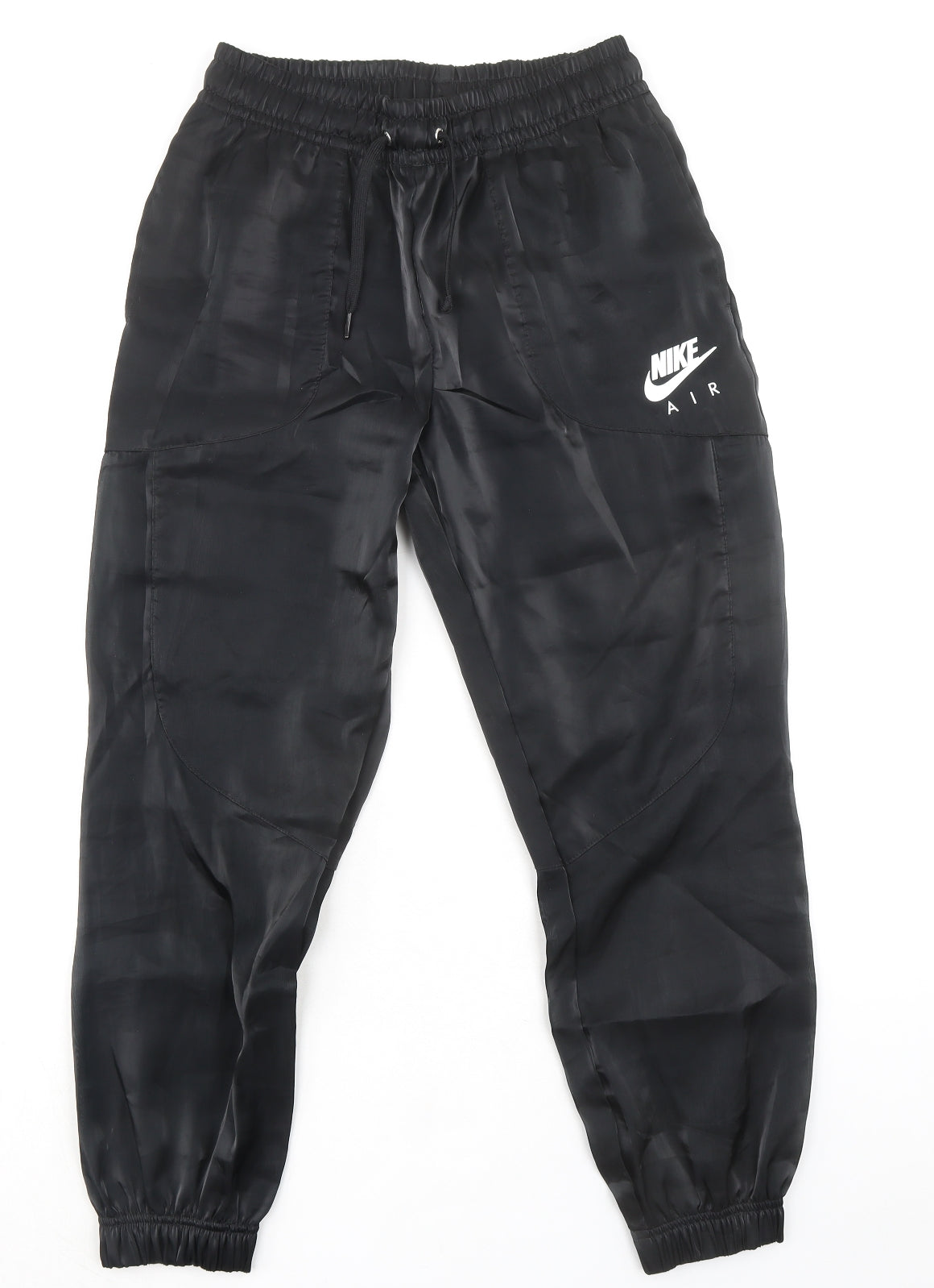 Nike Womens Black Polyester Jogger Trousers Size S L27 in Regular Tie