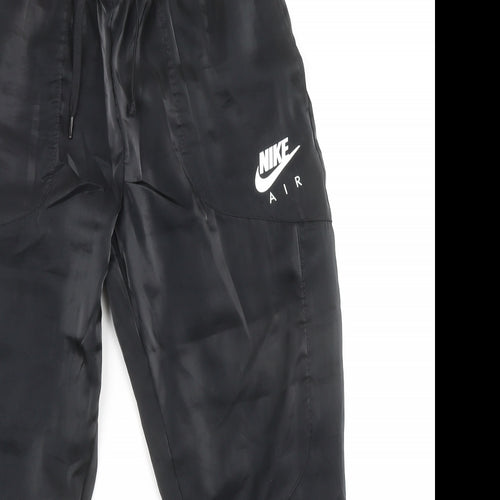 Nike Womens Black Polyester Jogger Trousers Size S L27 in Regular Tie