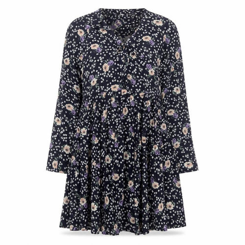 Glamorous Womens Blue Floral Polyester Trapeze & Swing Size 10 V-Neck Tie
