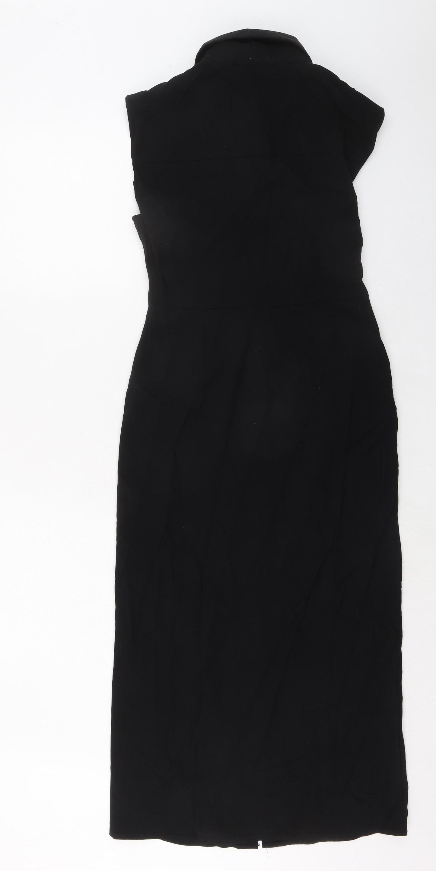 Zara Womens Black Viscose Shirt Dress Size S Collared Button