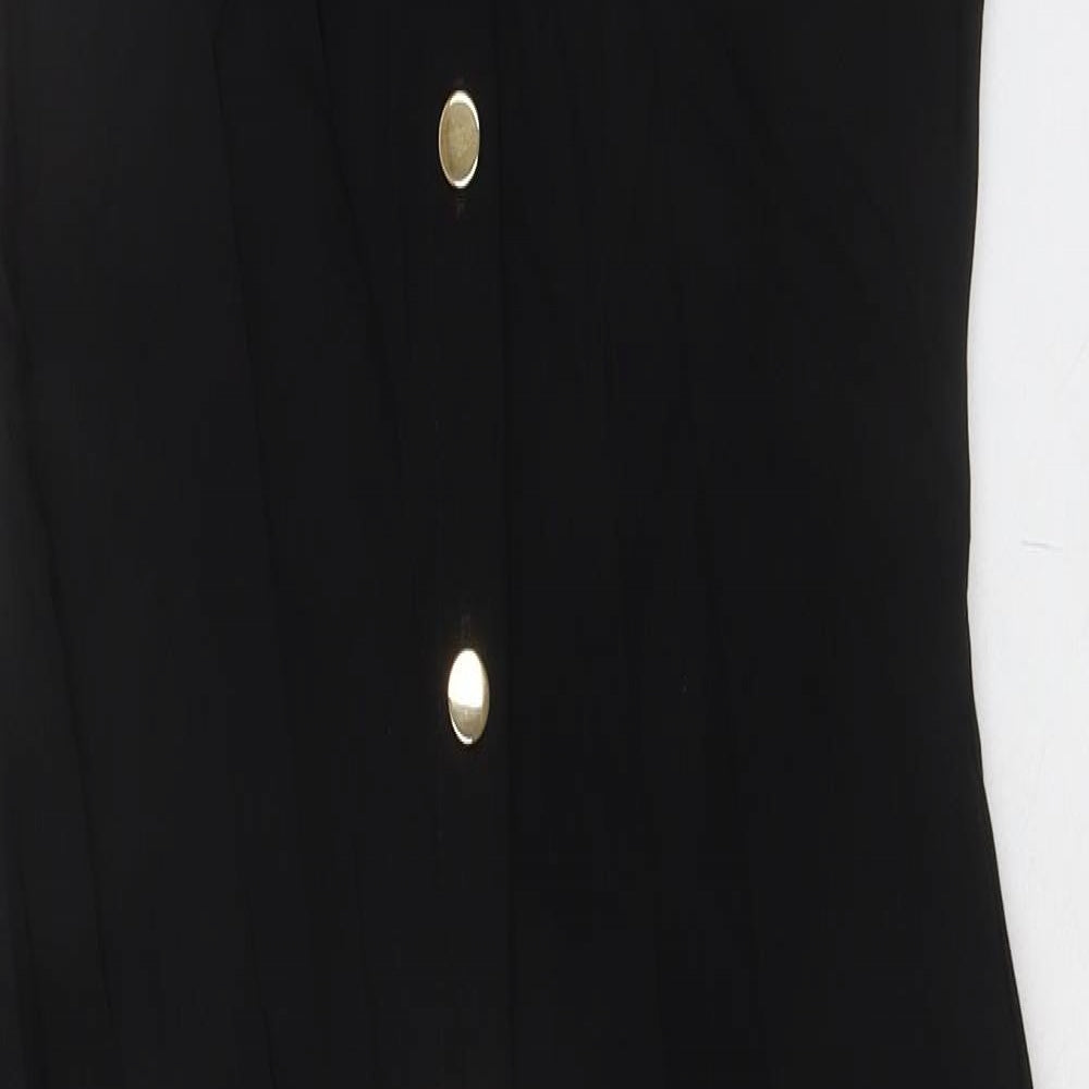 Zara Womens Black Viscose Shirt Dress Size S Collared Button