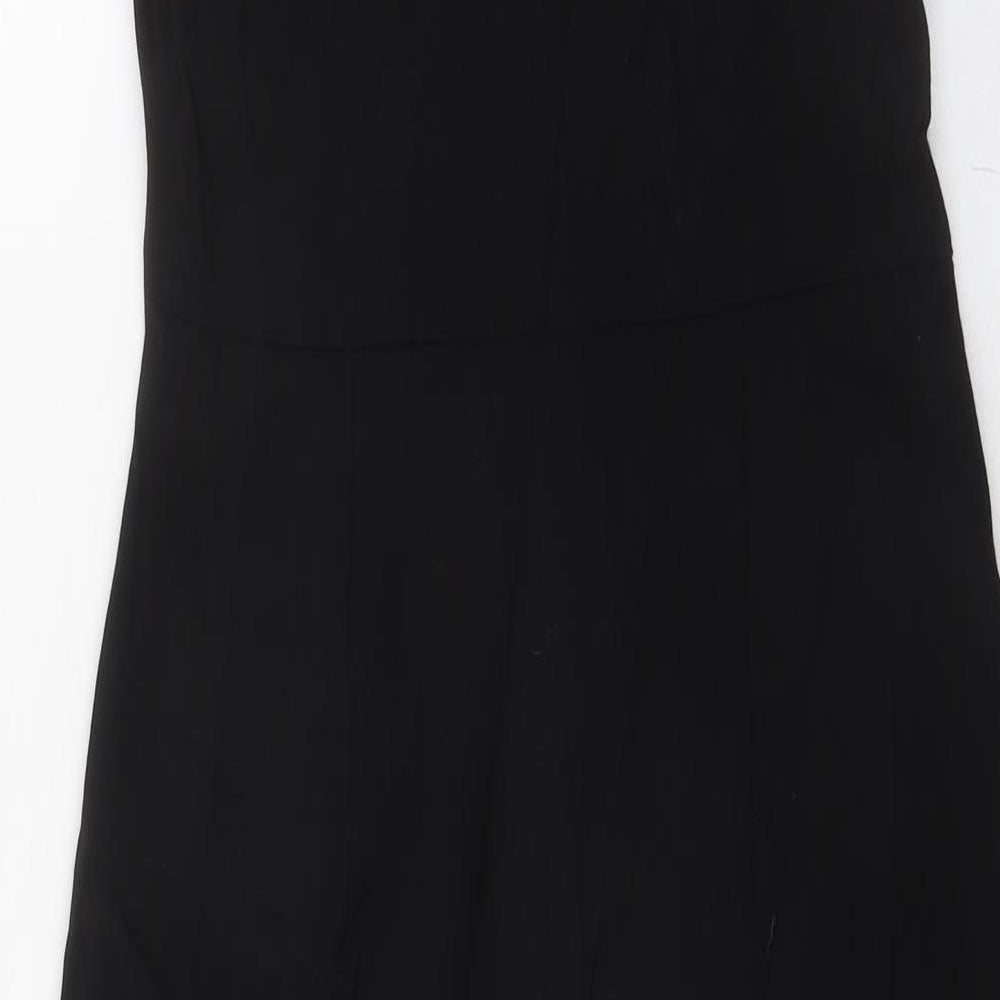 Zara Womens Black Viscose Shirt Dress Size S Collared Button