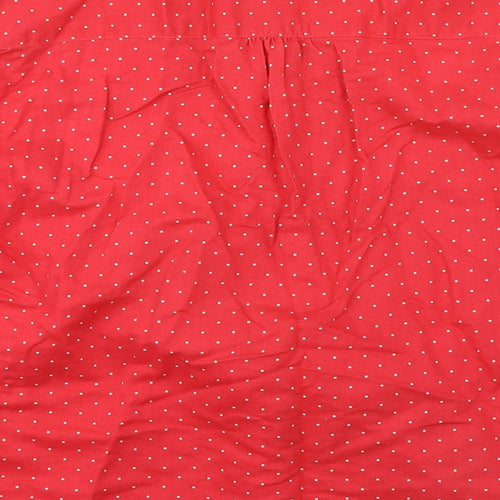Cotton Traders Womens Red Polka Dot Linen Basic Blouse Size 20 V-Neck