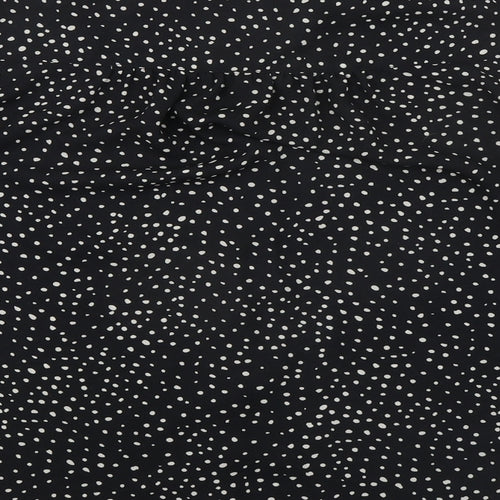 H&M Womens Black Geometric Polyester Basic Button-Up Size S Collared