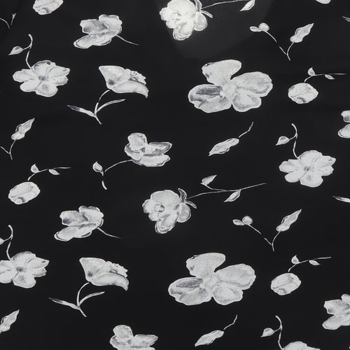 Bella Moda Womens Black Floral Polyester Basic Blouse Size 18 V-Neck