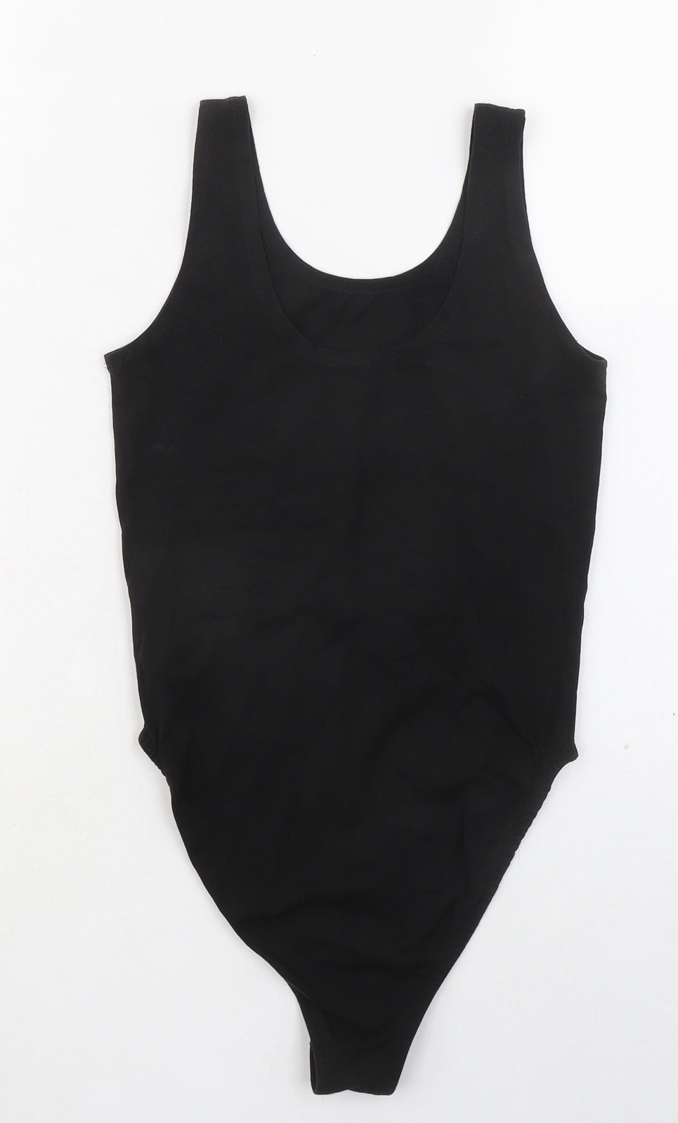 PUMA Womens Black Cotton Bodysuit One-Piece Size S Snap