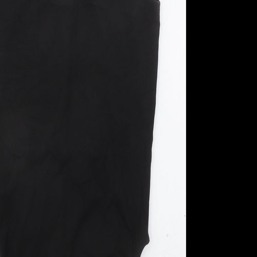 PUMA Womens Black Cotton Bodysuit One-Piece Size S Snap