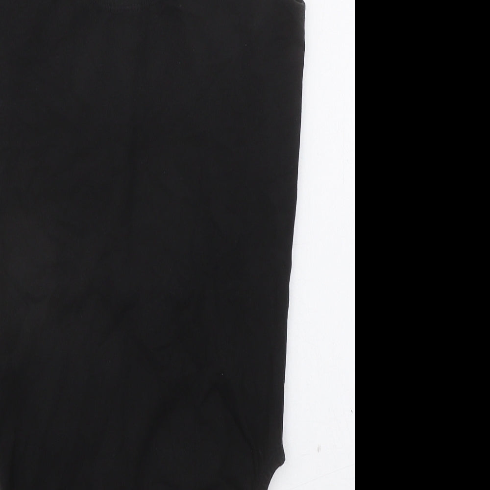 PUMA Womens Black Cotton Bodysuit One-Piece Size S Snap