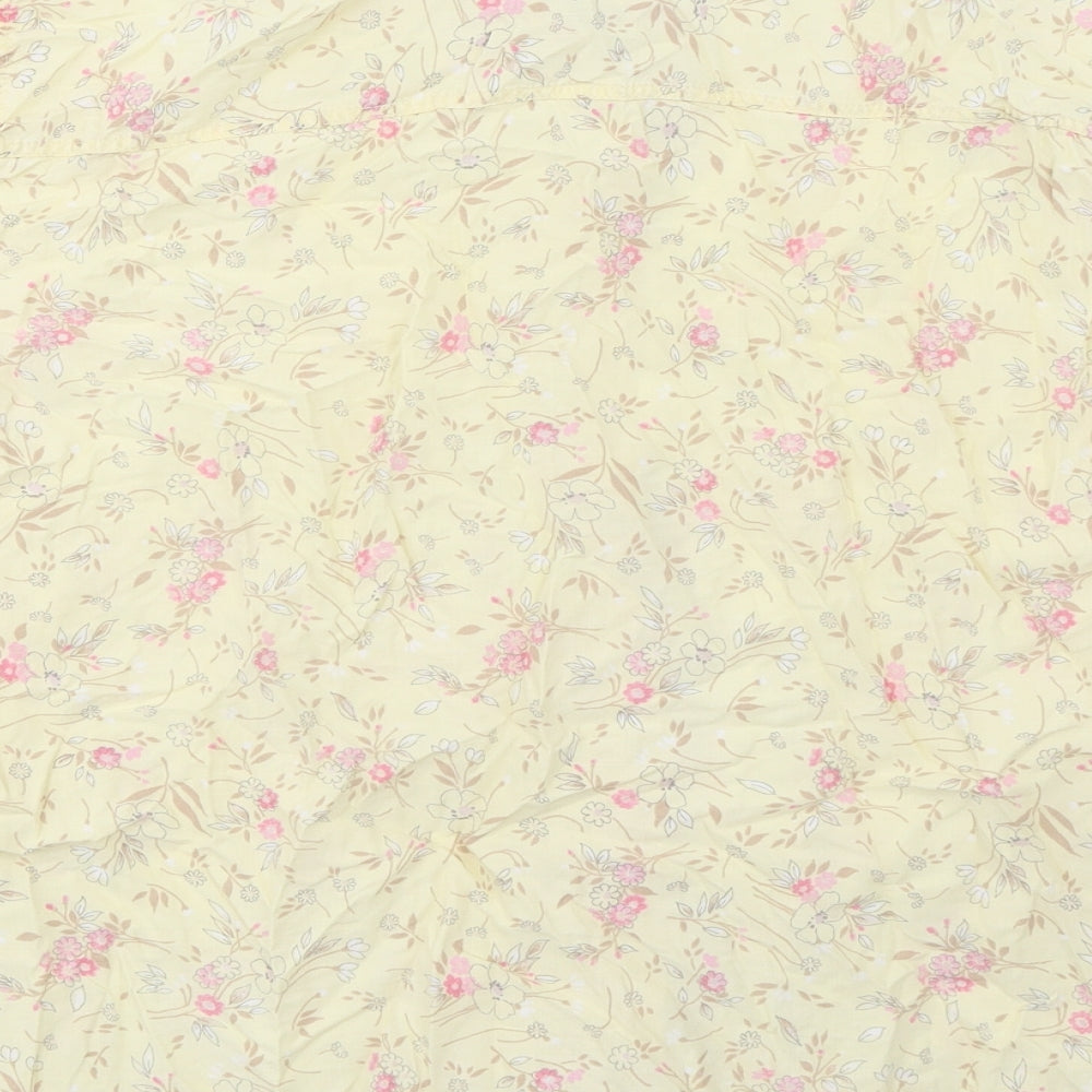 Marks and Spencer Womens Yellow Floral Lyocell Basic Button-Up Size 22 Collared