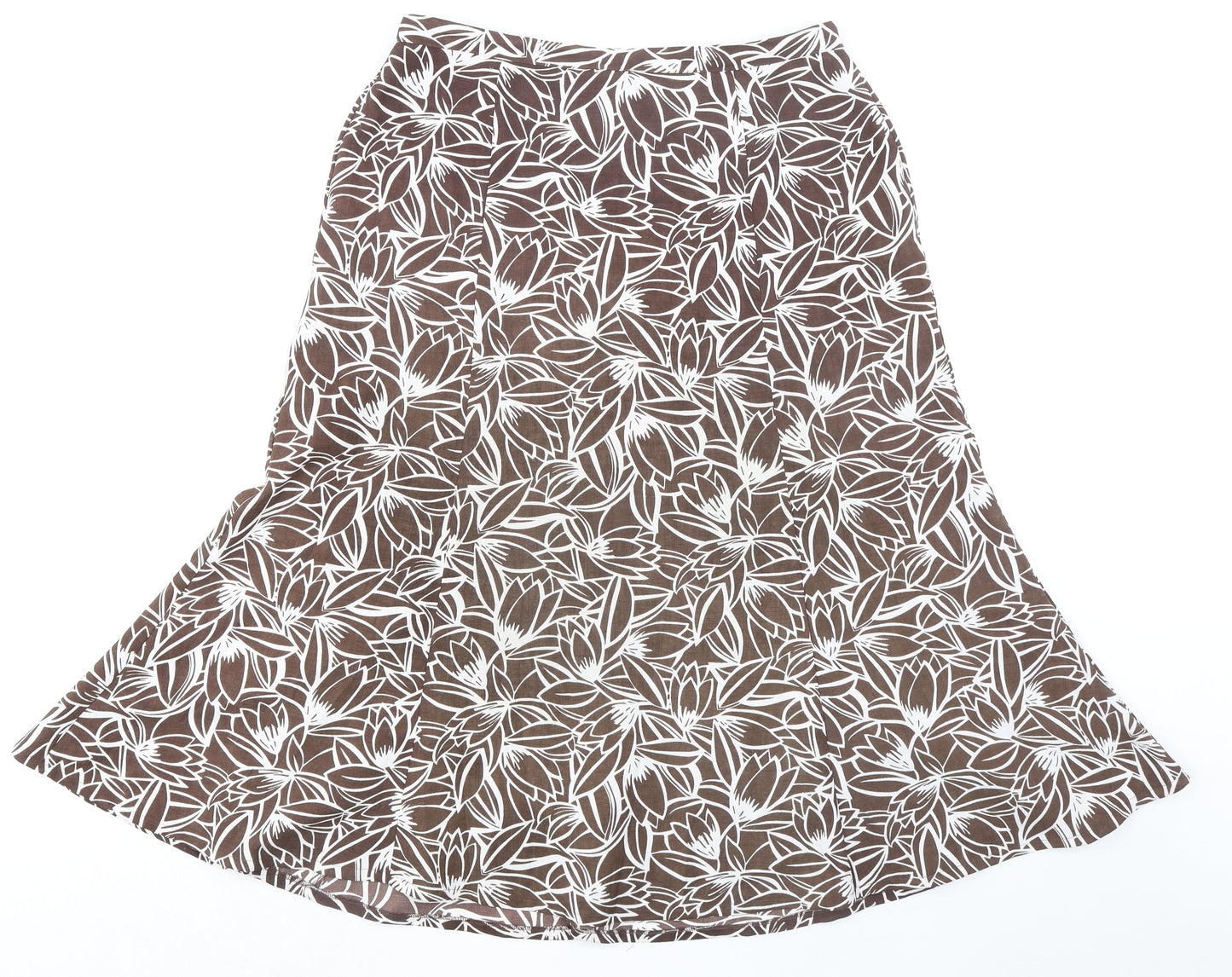 Eastex Womens Brown Geometric Polyester Swing Skirt Size 14 Zip - Leaf pattern