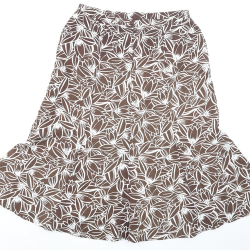 Eastex Womens Brown Geometric Polyester Swing Skirt Size 14 Zip - Leaf pattern