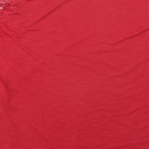 Simply Be Womens Red Polyester Basic T-Shirt Size 18 Round Neck - Lace Sleeve