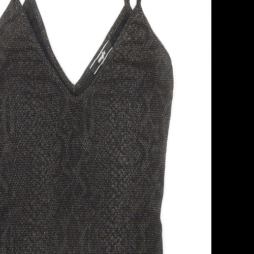 Jennyfer Womens Black Animal Print Polyester Bodysuit One-Piece Size M Snap - Snakeskin pattern