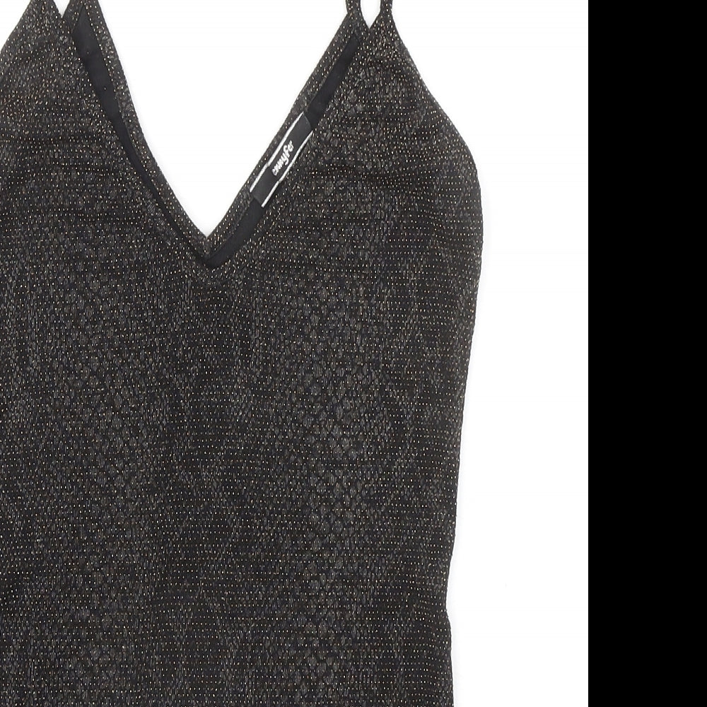 Jennyfer Womens Black Animal Print Polyester Bodysuit One-Piece Size M Snap - Snakeskin pattern