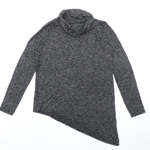 New Look Womens Black Viscose Basic T-Shirt Size 10 Roll Neck