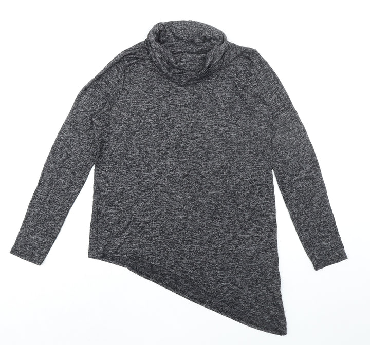 New Look Womens Black Viscose Basic T-Shirt Size 10 Roll Neck