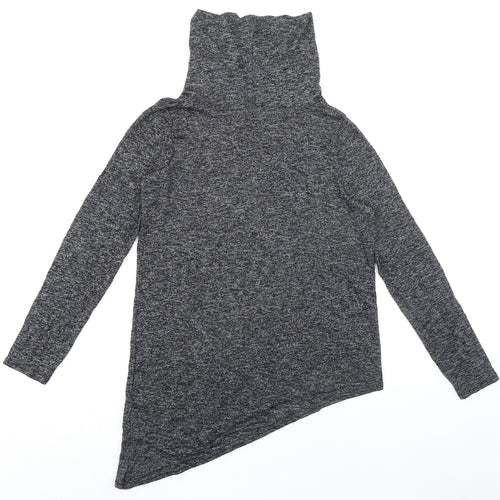 New Look Womens Black Viscose Basic T-Shirt Size 10 Roll Neck