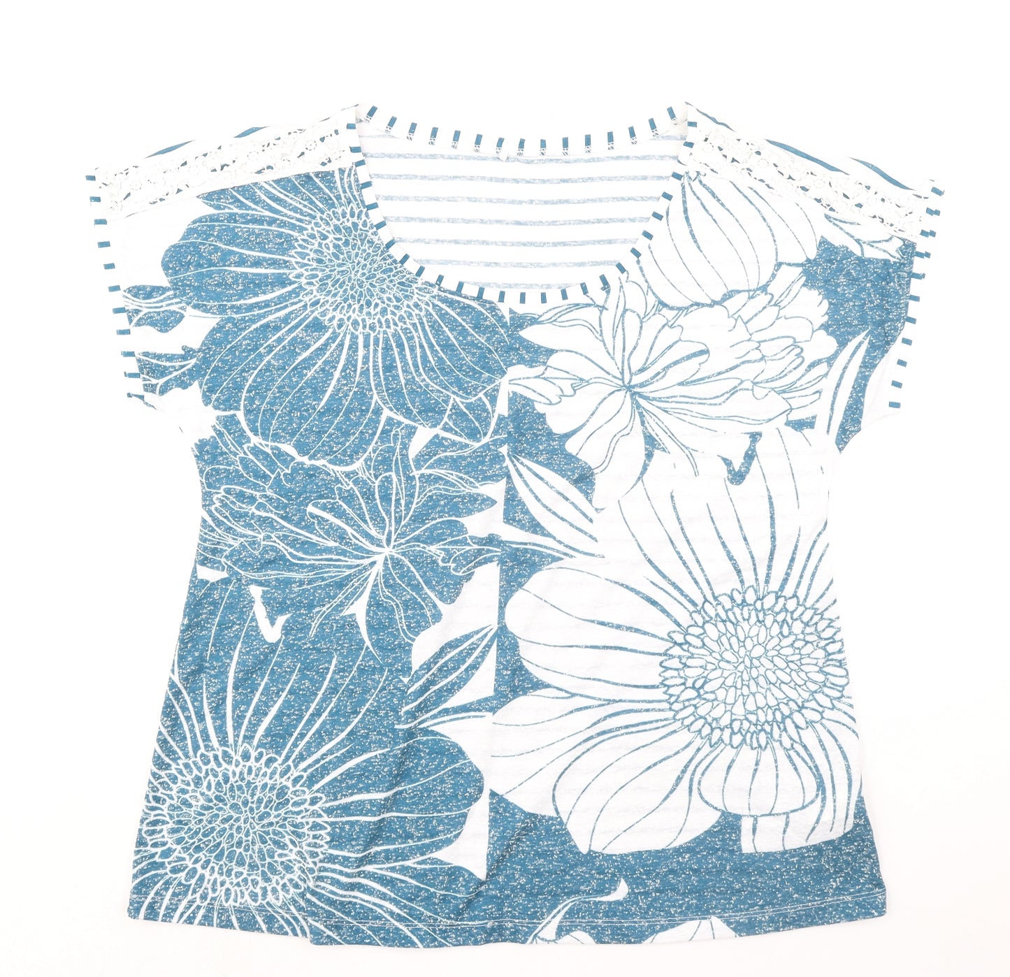 Per Una Womens Green Floral Polyester Basic T-Shirt Size 18 Boat Neck