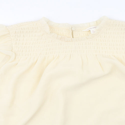 Per Una Womens Ivory Polyester Basic Blouse Size 8 Round Neck