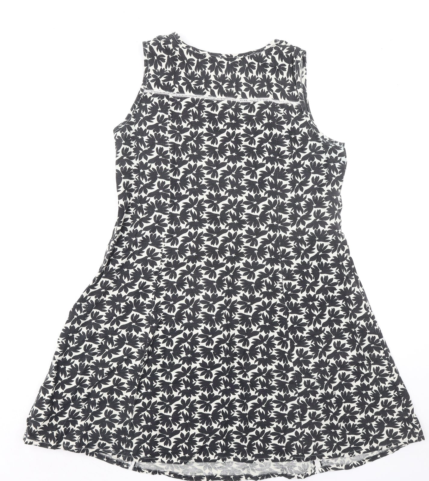 LabelBe Womens Black Floral Viscose Trapeze & Swing Size 16 Round Neck Zip
