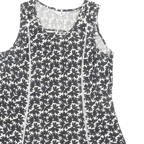 LabelBe Womens Black Floral Viscose Trapeze & Swing Size 16 Round Neck Zip