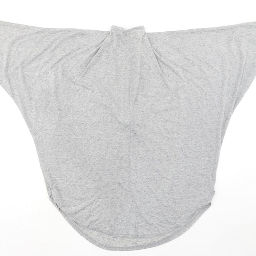 VouleyVous Womens Grey Cotton Tunic Blouse Size S Mock Neck