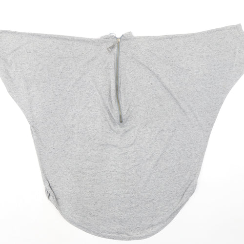VouleyVous Womens Grey Cotton Tunic Blouse Size S Mock Neck