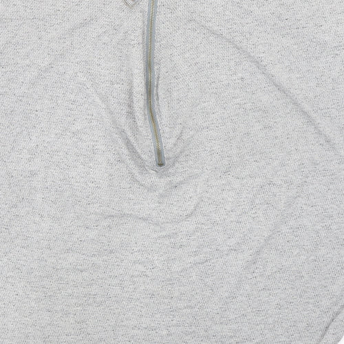 VouleyVous Womens Grey Cotton Tunic Blouse Size S Mock Neck