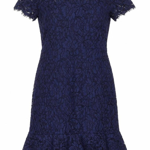 Wallis Womens Blue Floral Nylon A-Line Size 10 Boat Neck Zip