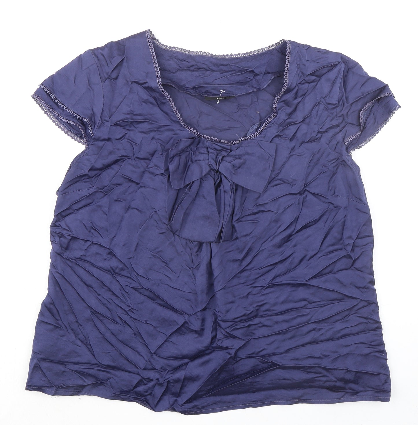 NEXT Womens Blue Cotton Basic Blouse Size 22 Round Neck